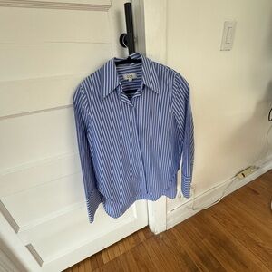 COS Blue and White Vertical Stripe Button-Down Shirt